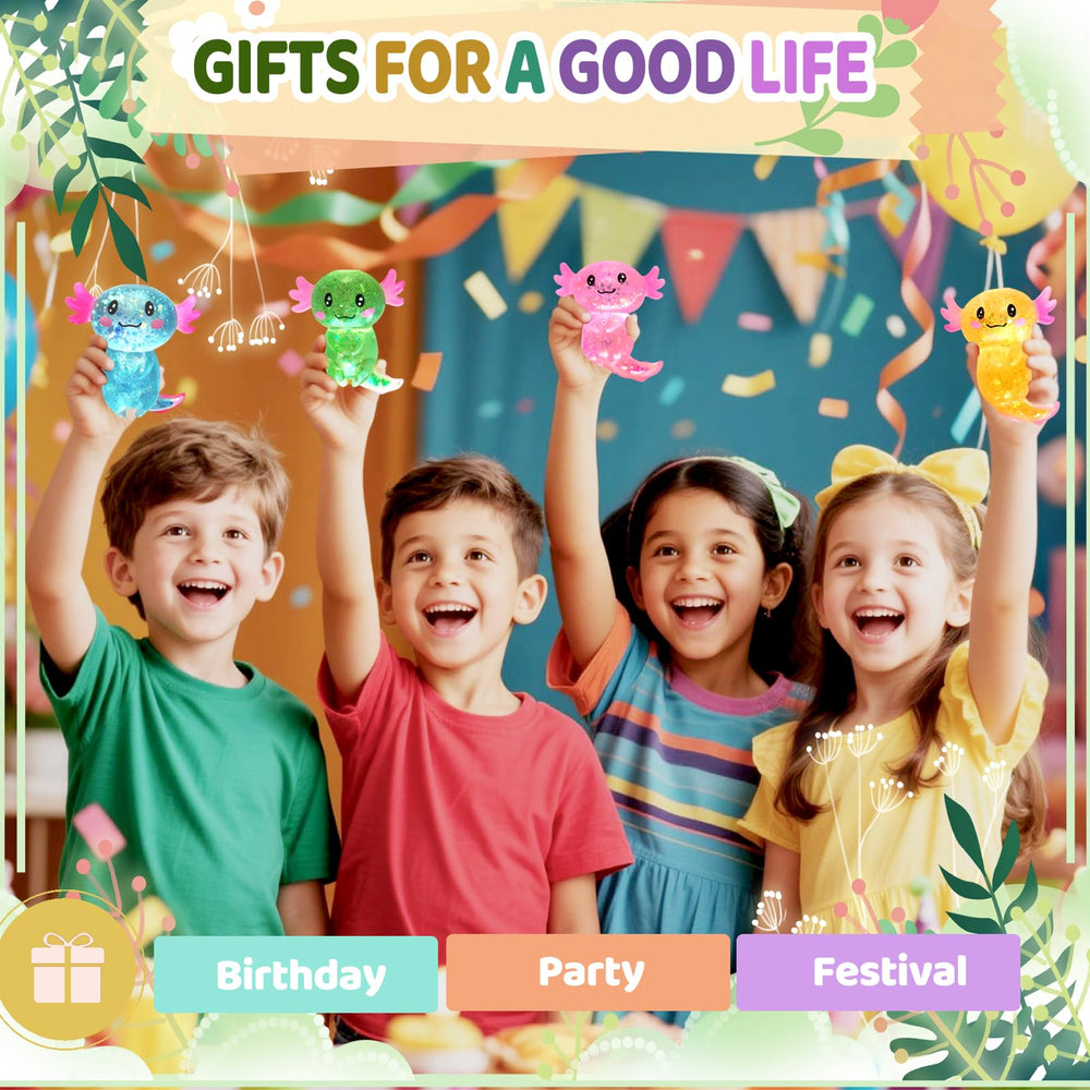 Gift-ready Puffwize axolotl squishy toy as a party or celebration idea