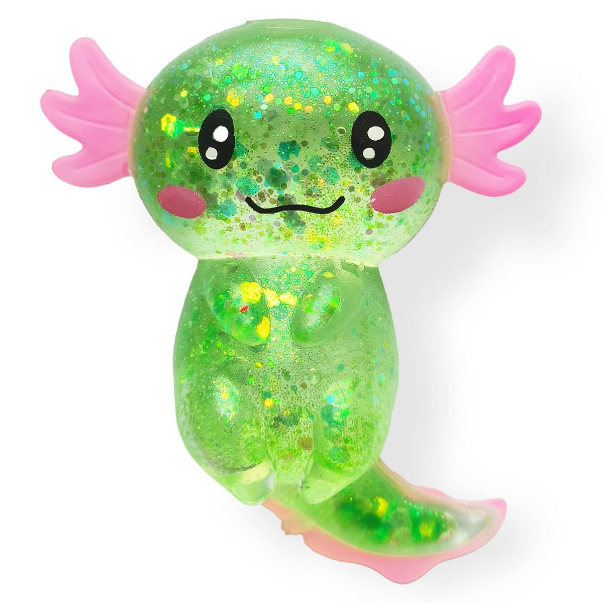 Puffwize Axolotl squishy toy in green for stress relief and calm desk sessions