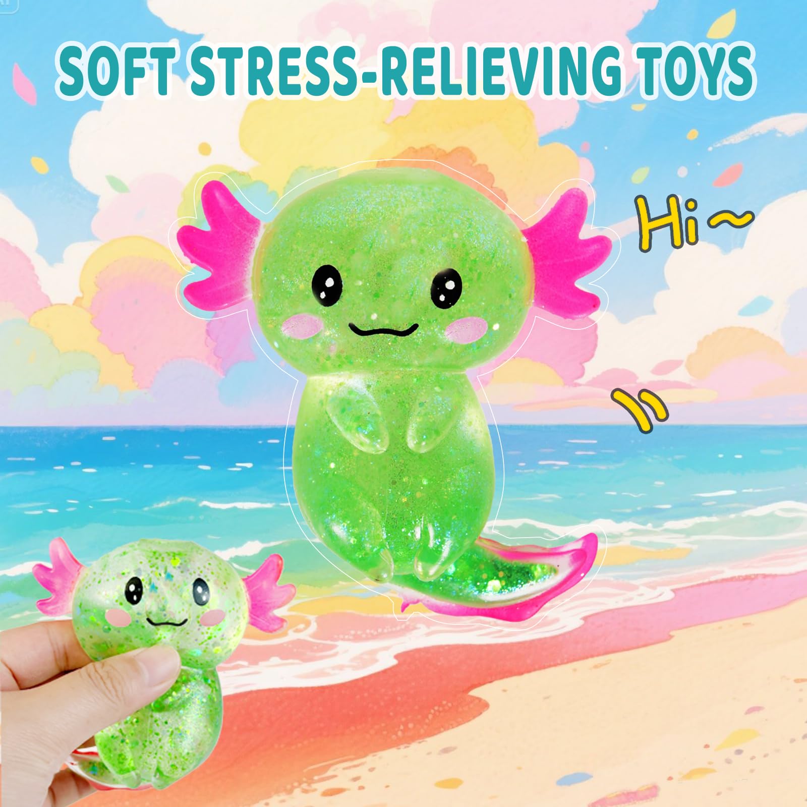 Durable Puffwize axolotl squishy toy suitable for kids and adults
