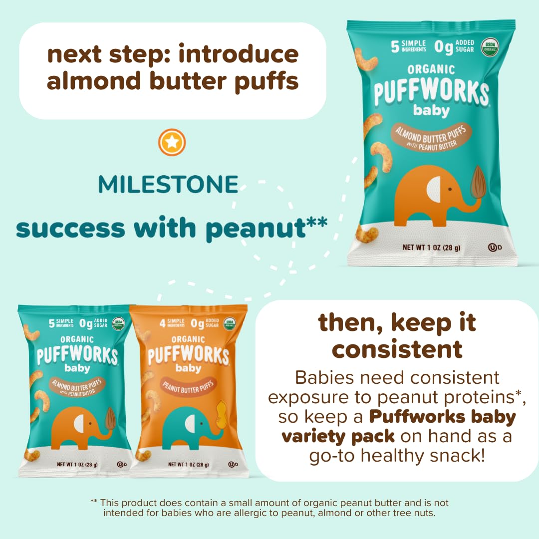Diaper bag snack time with Puffworks packaging.