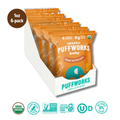 Soft melt-in-the-mouth Puffworks puffs for tiny hands.