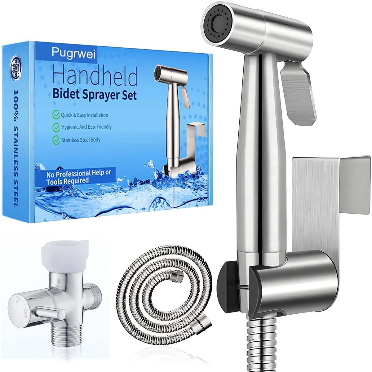 Pugrwei handheld bidet sprayer handle for precise cleaning and comfort.
