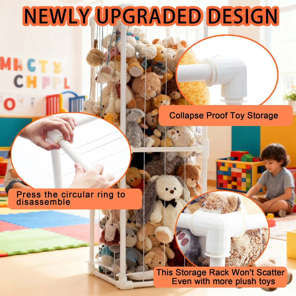 Puheca easy-access elastic rope system for fast toy retrieval.