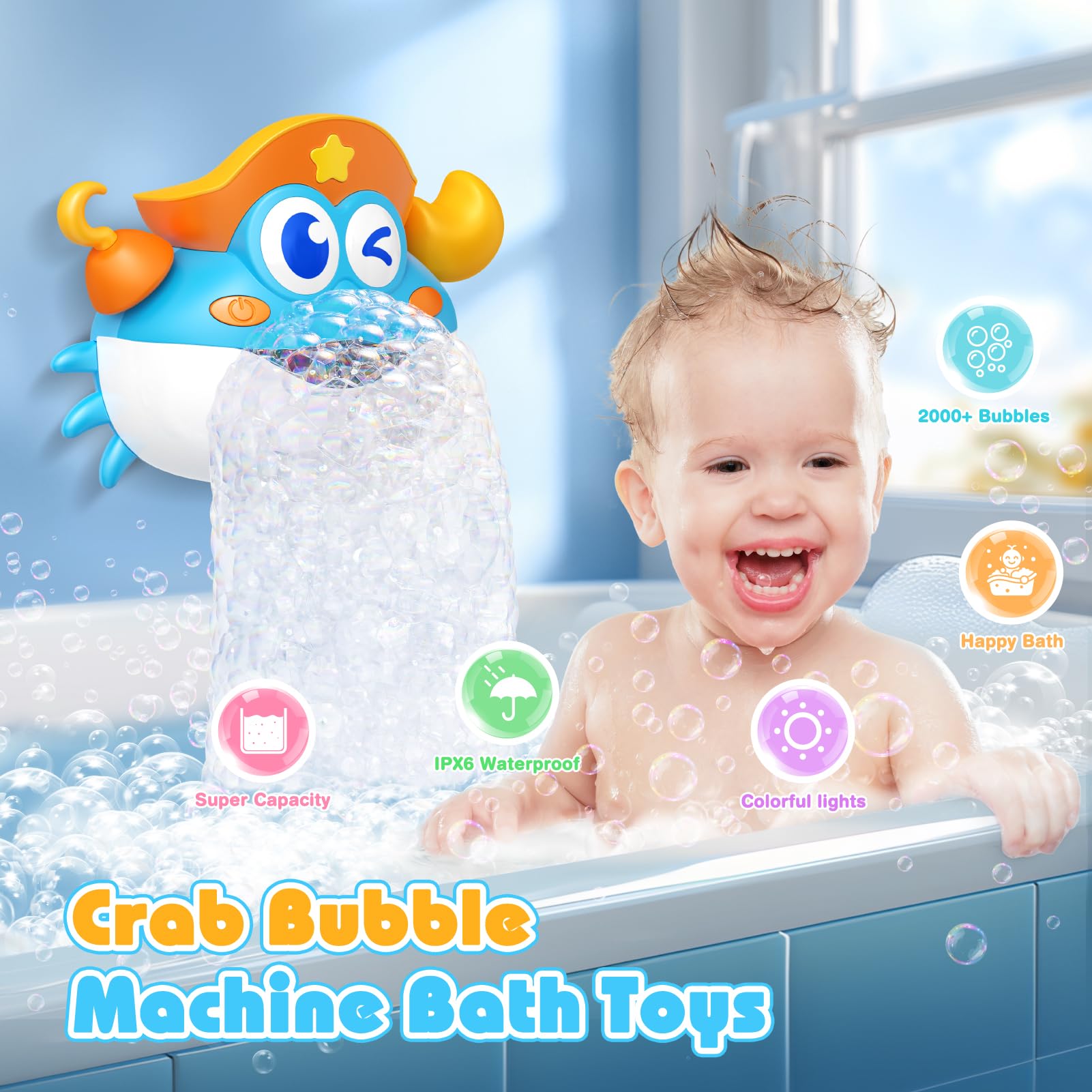 Puidapo bath toy adhesive mount keeps the bubble machine secure on tiles.