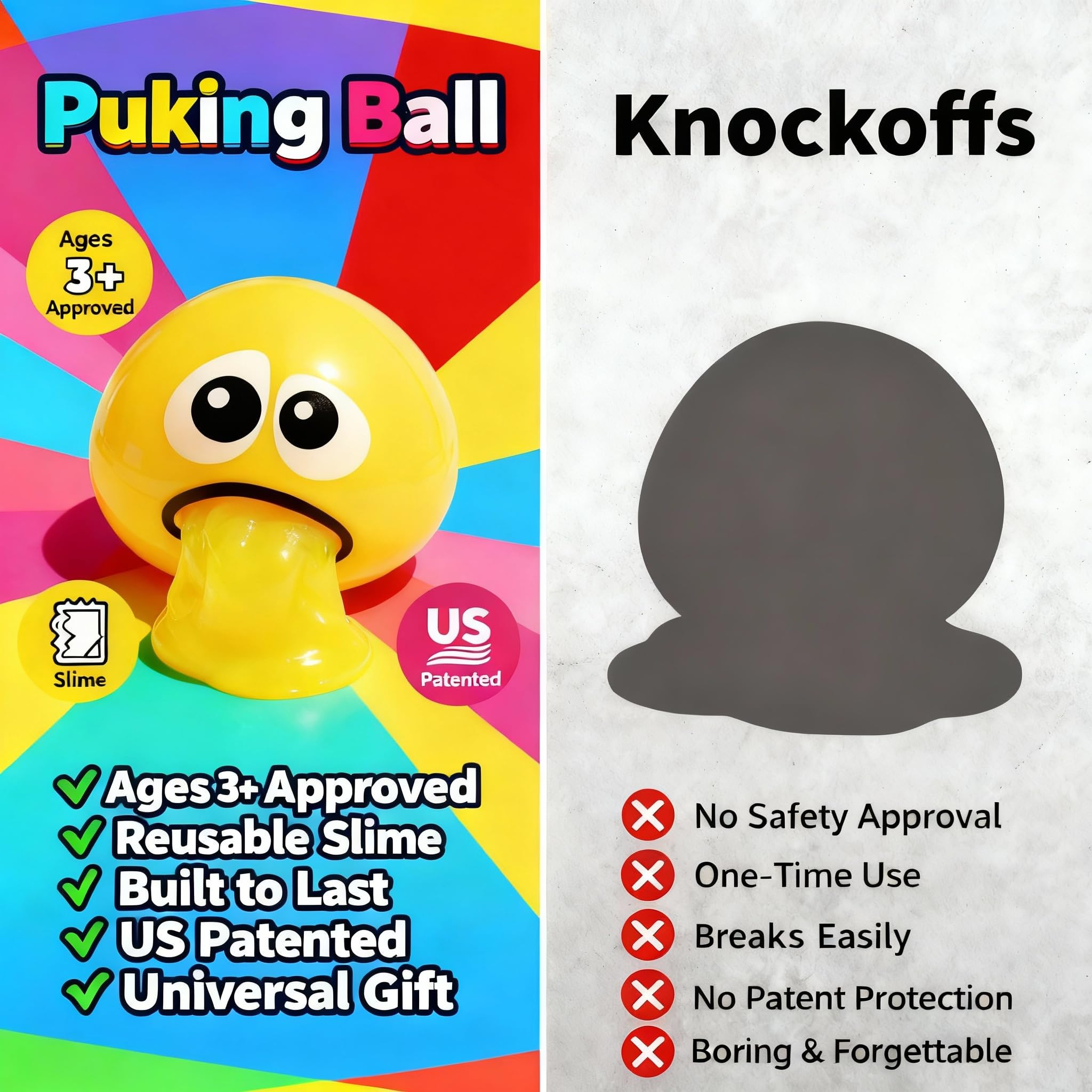 Puking Ball storage bag keeps slime secure between sessions.