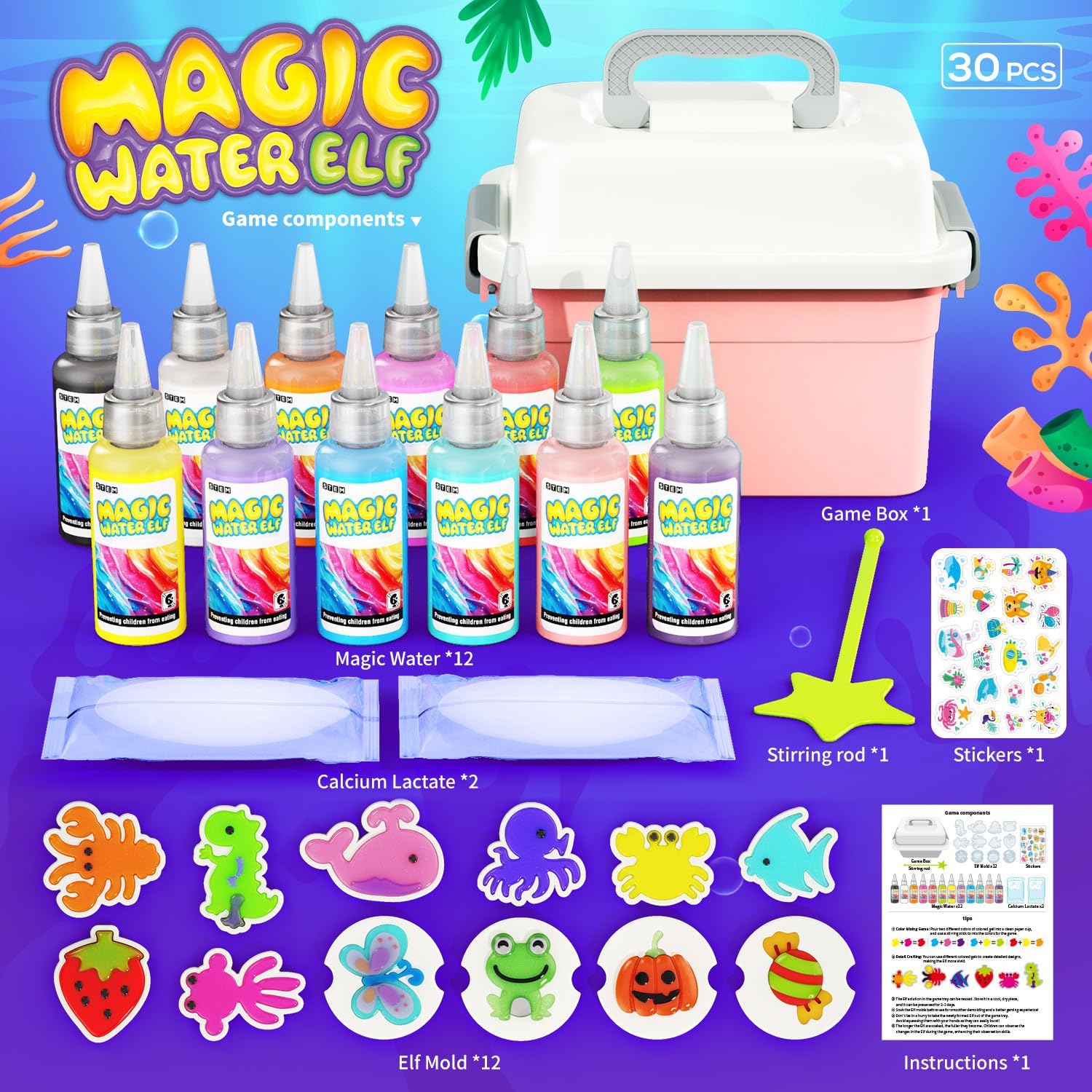 PULASIDO completed water-pets showing the magical transformation of gels into soft toys.