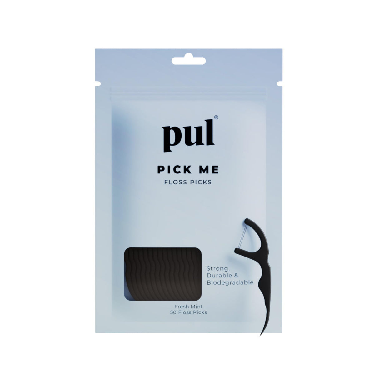 The PUL dental floss picks mint flavor for fresh breath and deep cleaning between teeth.