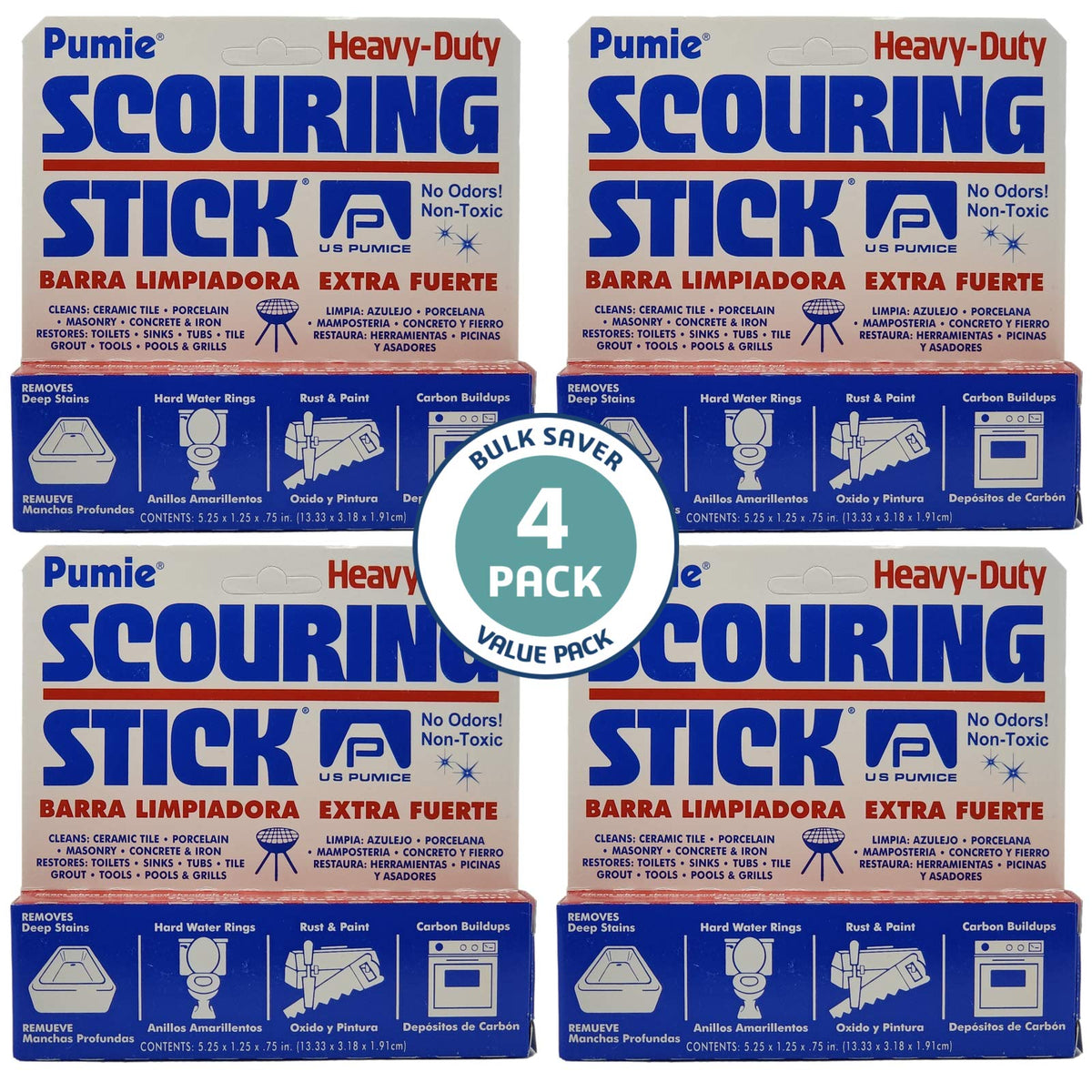 PUMIE 4-pack cleaning sticks for chemical-free stain removal in bathrooms and kitchens