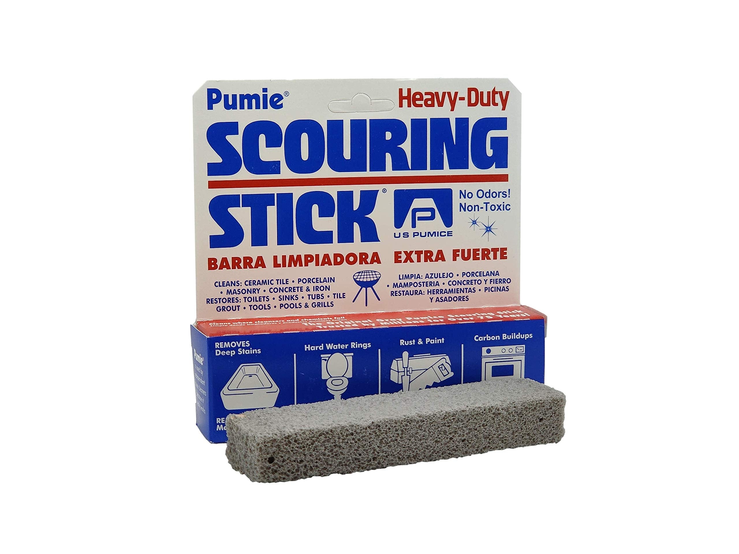 PUMIE pool tile cleaner stick lifts mineral buildup on pool surfaces