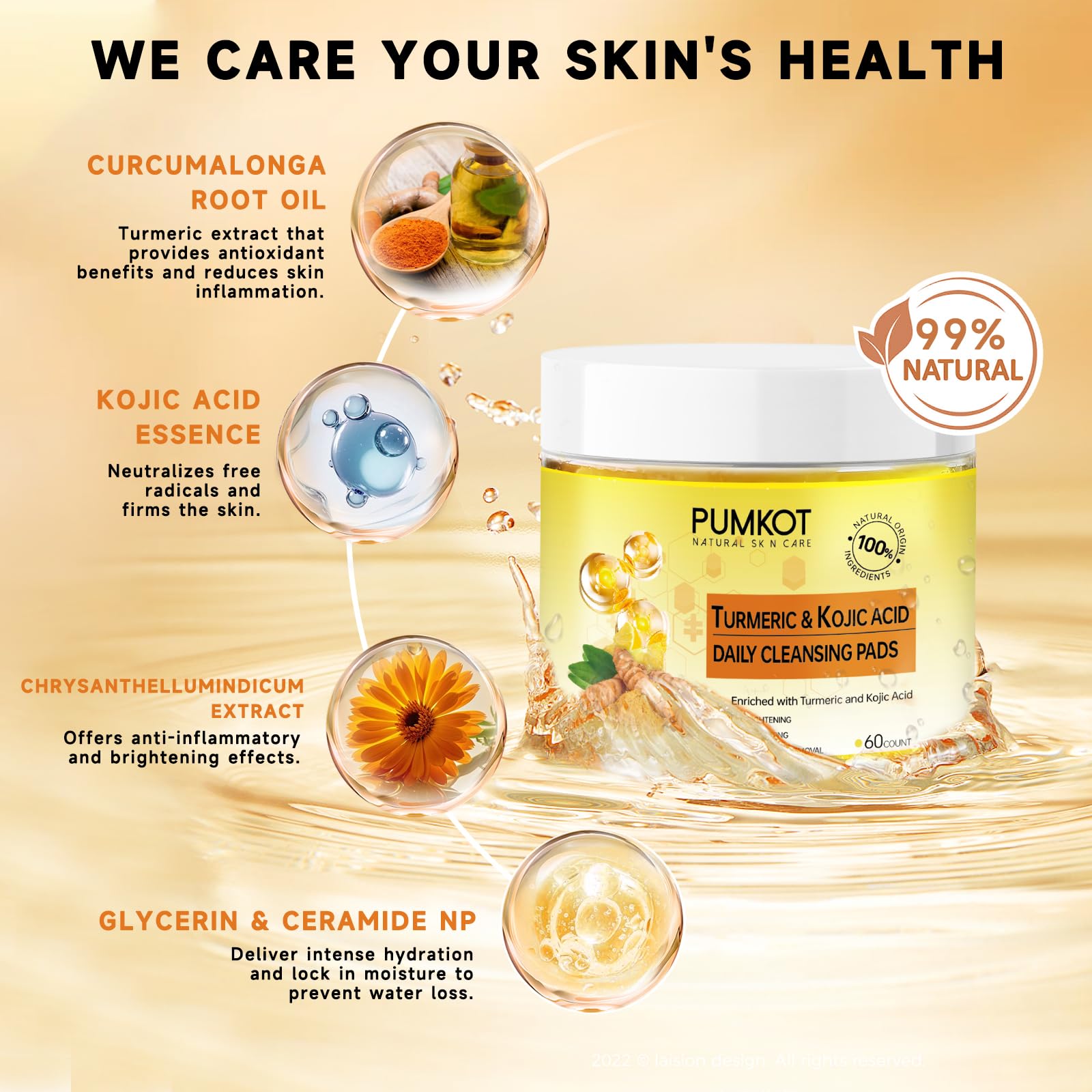 Pumkot cleansing pads close-up texture, gentle exfoliation for daily use.