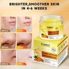 Pumkot cleansing pads used on face for cleansing action.