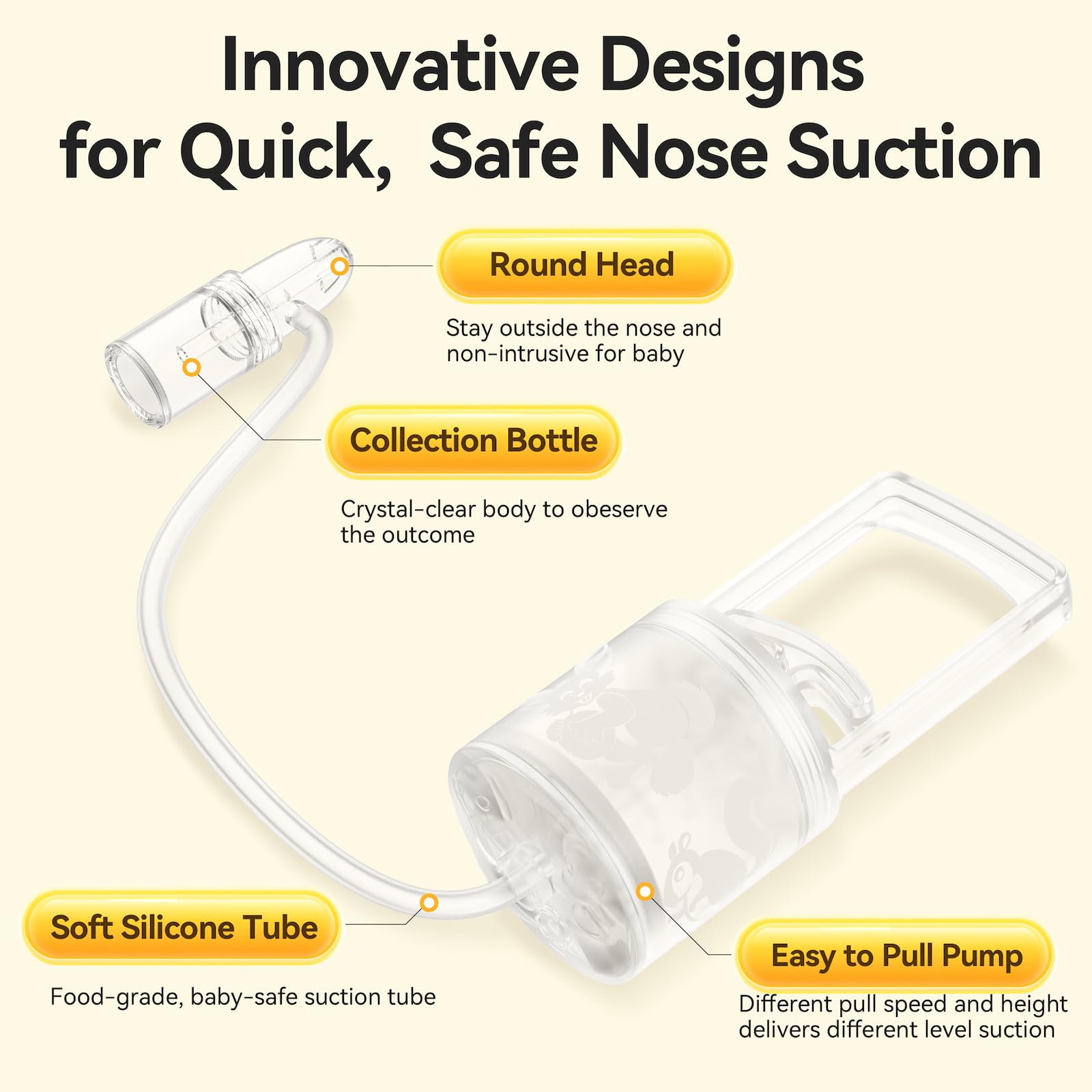 Pumpinose ultra-quiet suction supports daytime use and peaceful naps.