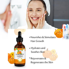 Pumpkin seed oil hair application demonstrates nourishment for dry, damaged strands.