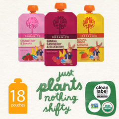 Peter Rabbit Organics Banana Raspberry Blueberry pouch highlighted for colorful, kid-friendly fruit mix