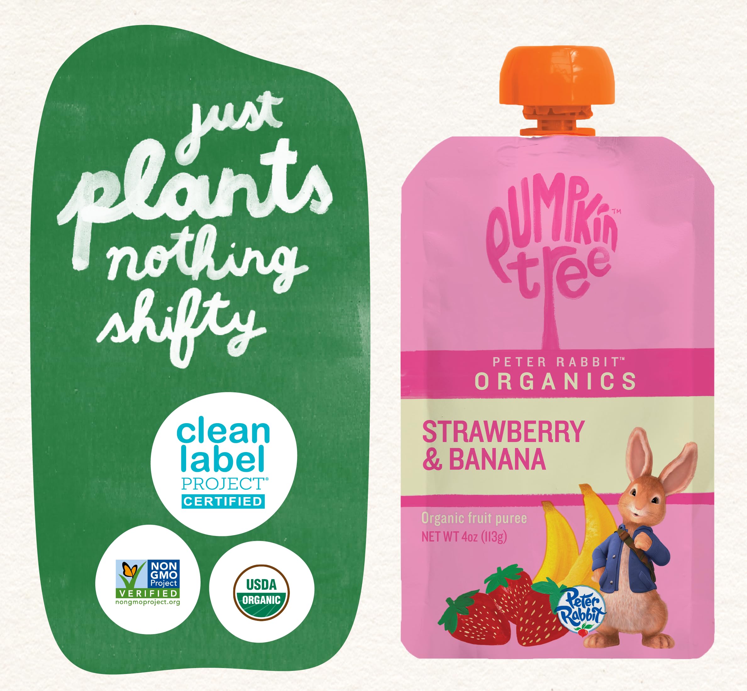 Pumpkin Tree Peter Rabbit Organic 10-pack 4-ounce pouches, convenient for school lunches.