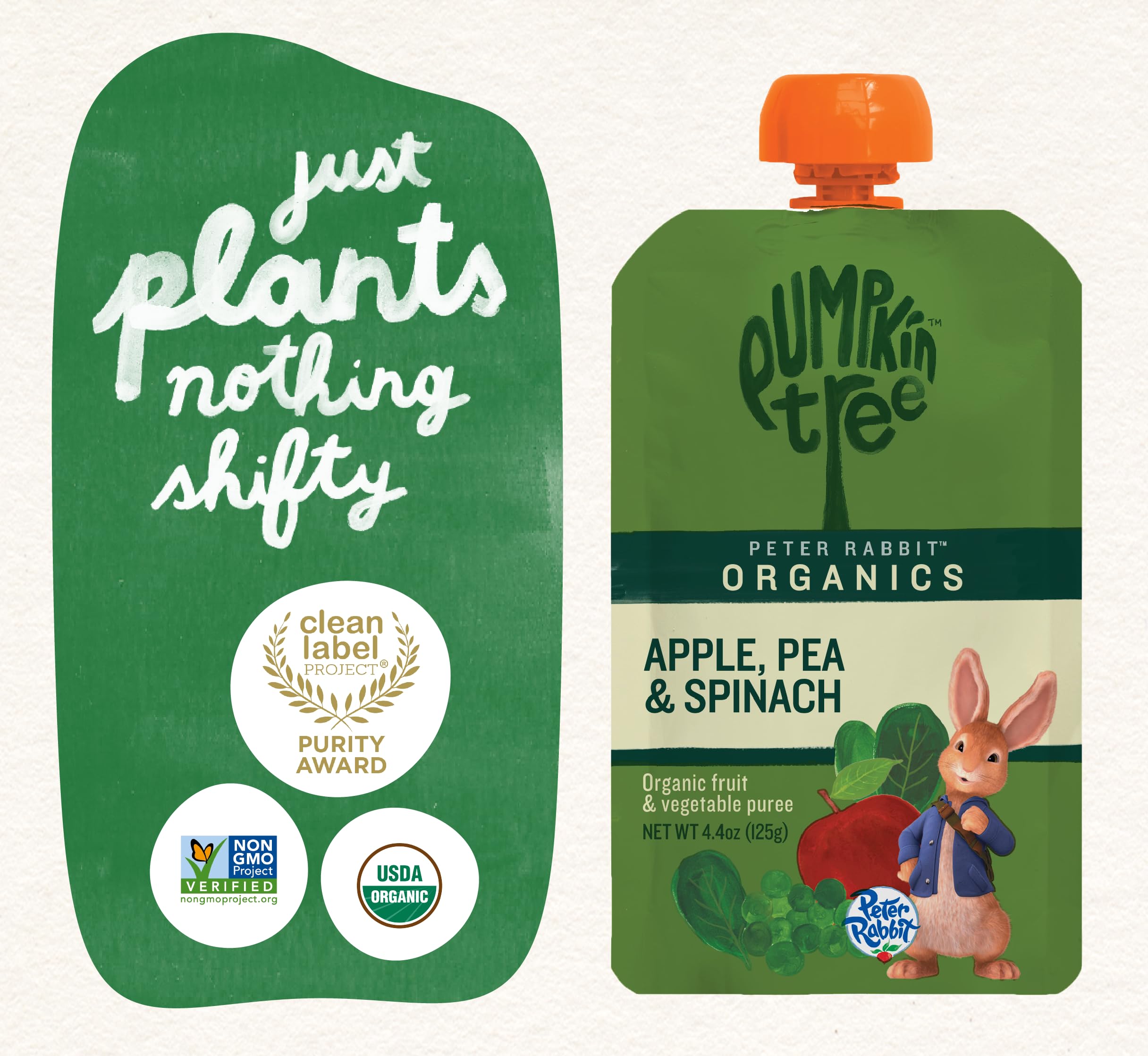 Pumpkin Tree Peter Rabbit Organic puree close-up shows creamy texture