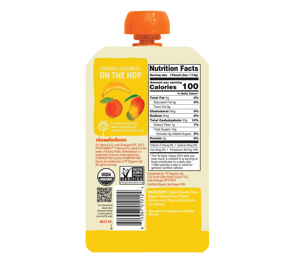 Peter Rabbit Organics resealable pouch on the go