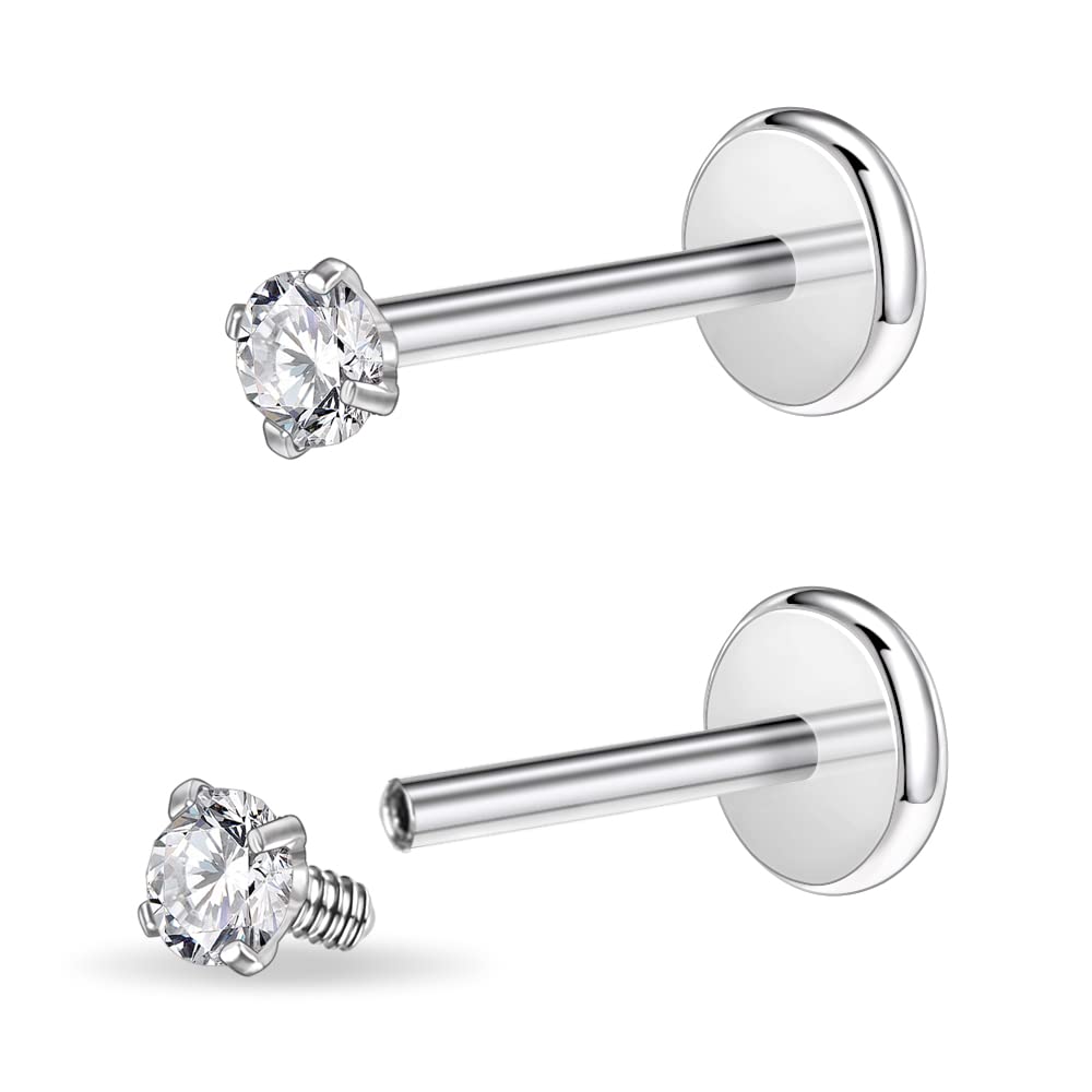 PunkTracker CZ stud close-up highlighting brilliant zirconia for nose or helix piercing.