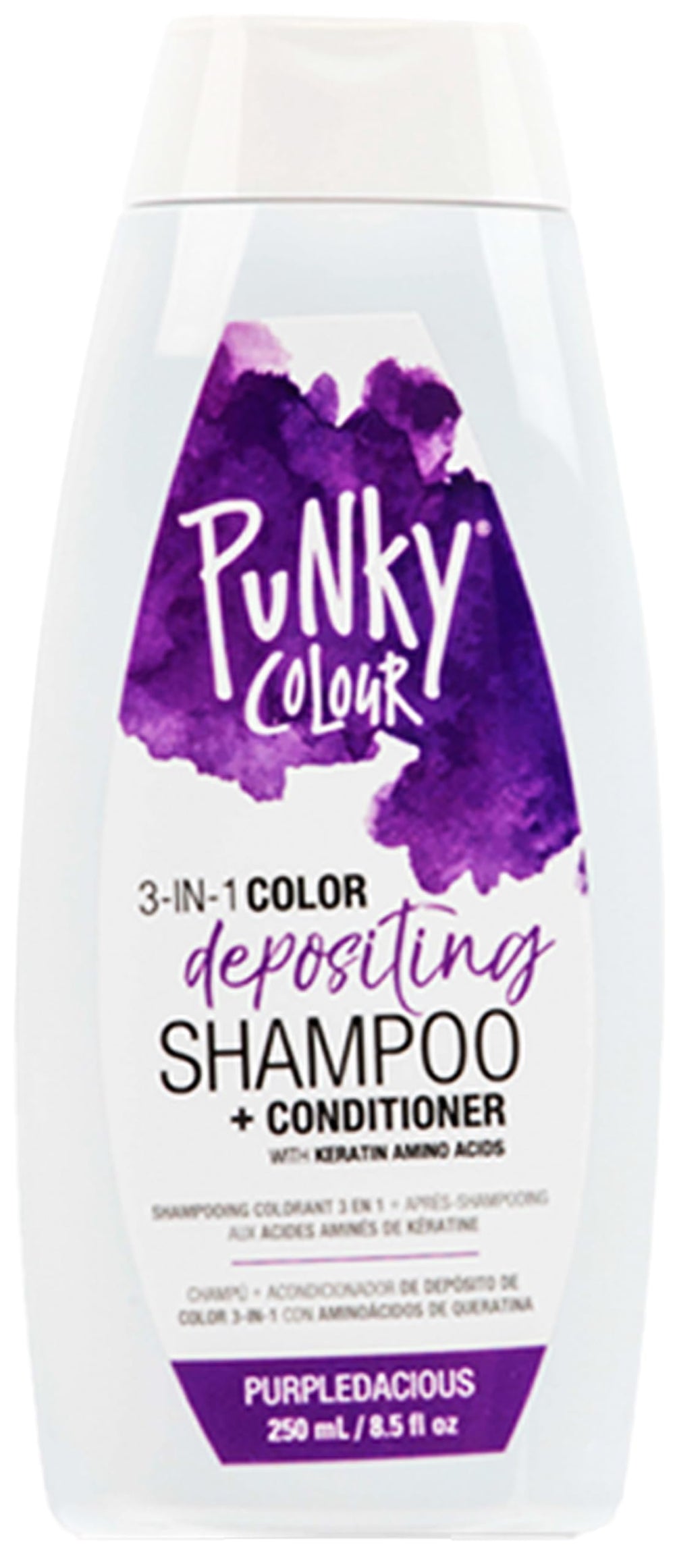 Punky Colour Purpledacious bottle pour shows effortless color refreshment for vibrant hair.