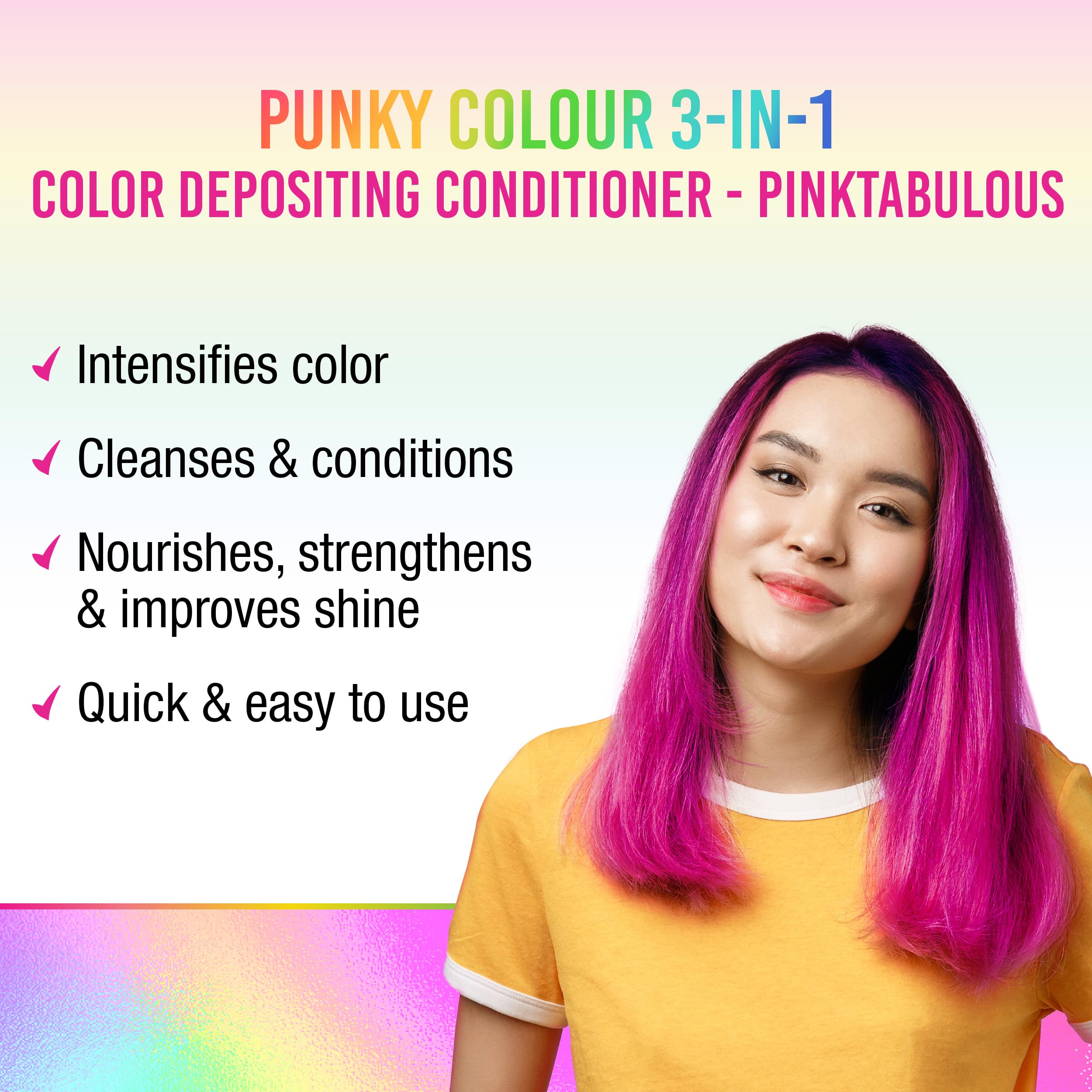Punky Colour Pinktabulous close-up label highlights vegan formula and color deposit