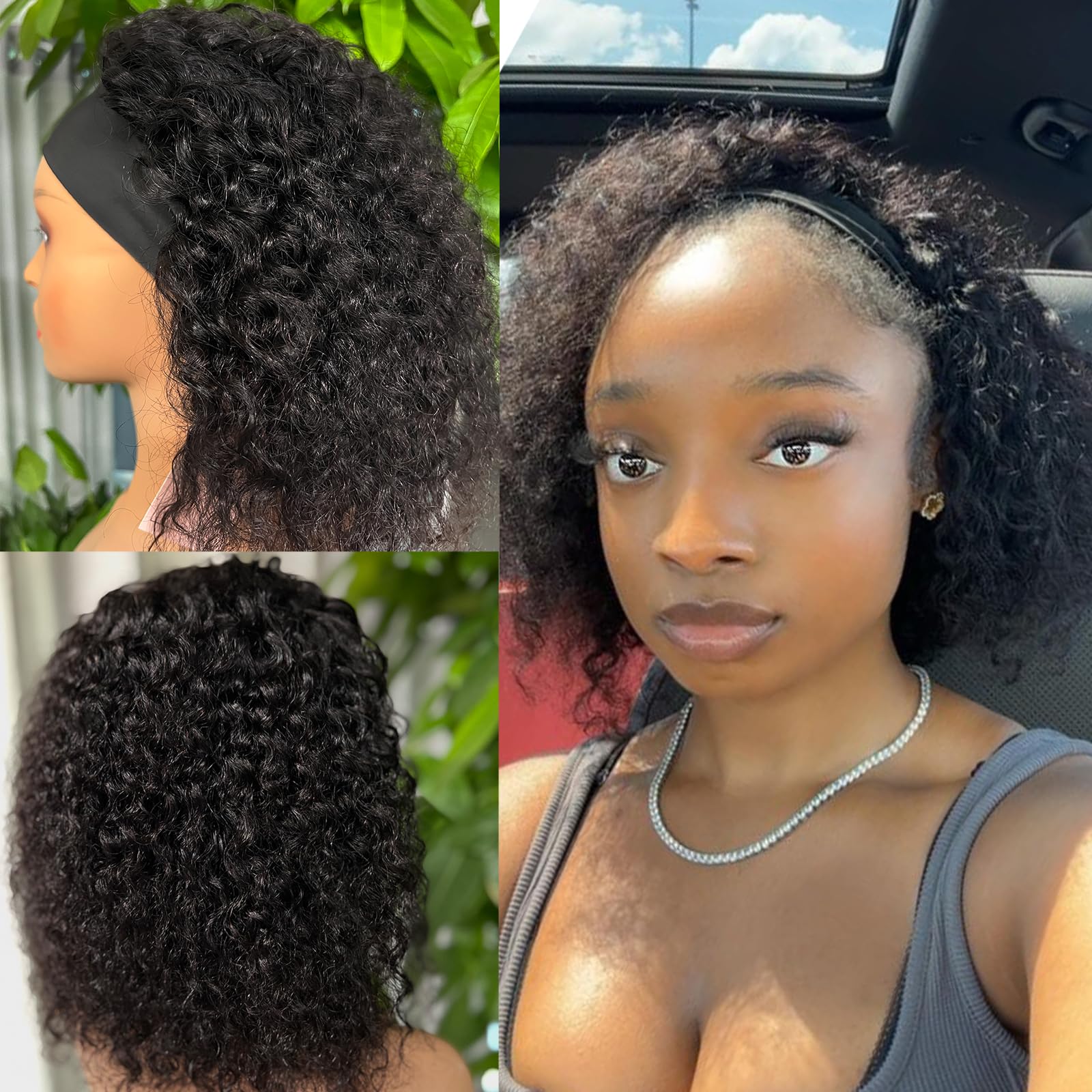 Punmasa headband wig with ice silk band for secure, comfortable wear.