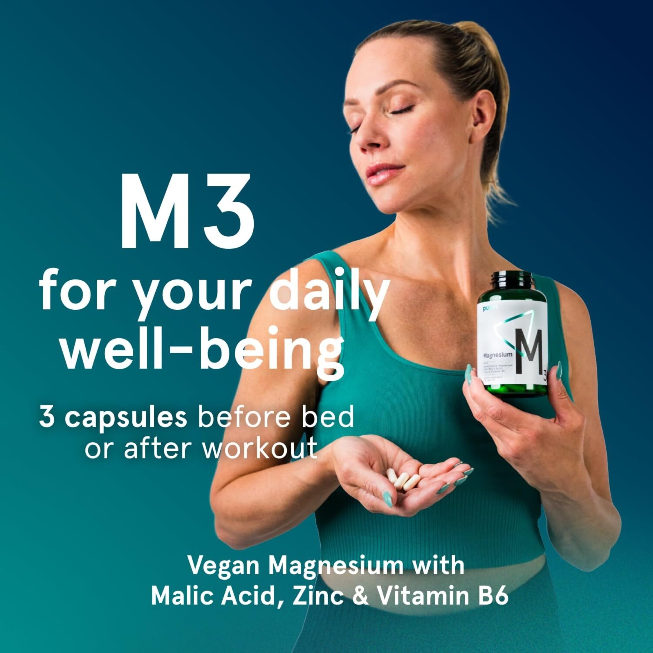 Morning routine setup with Puori Magnesium Complex for potential sleep and energy support.