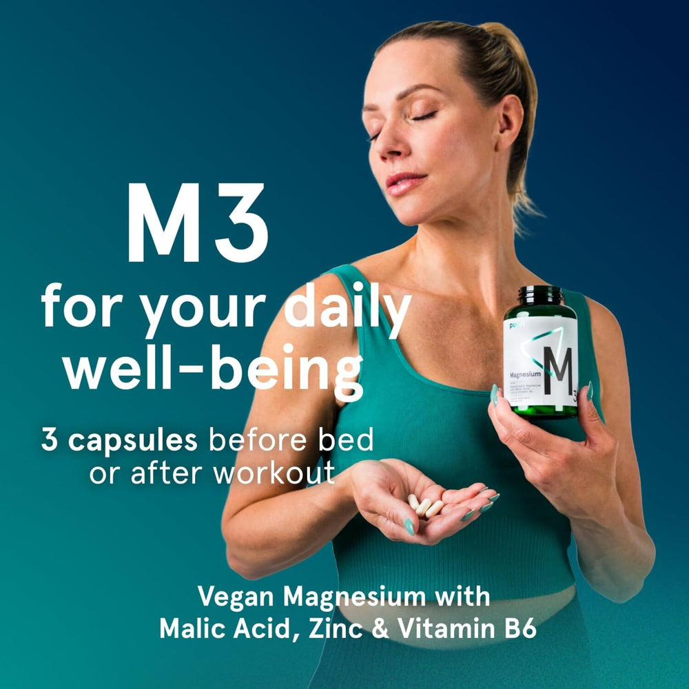 Morning routine setup with Puori Magnesium Complex for potential sleep and energy support.