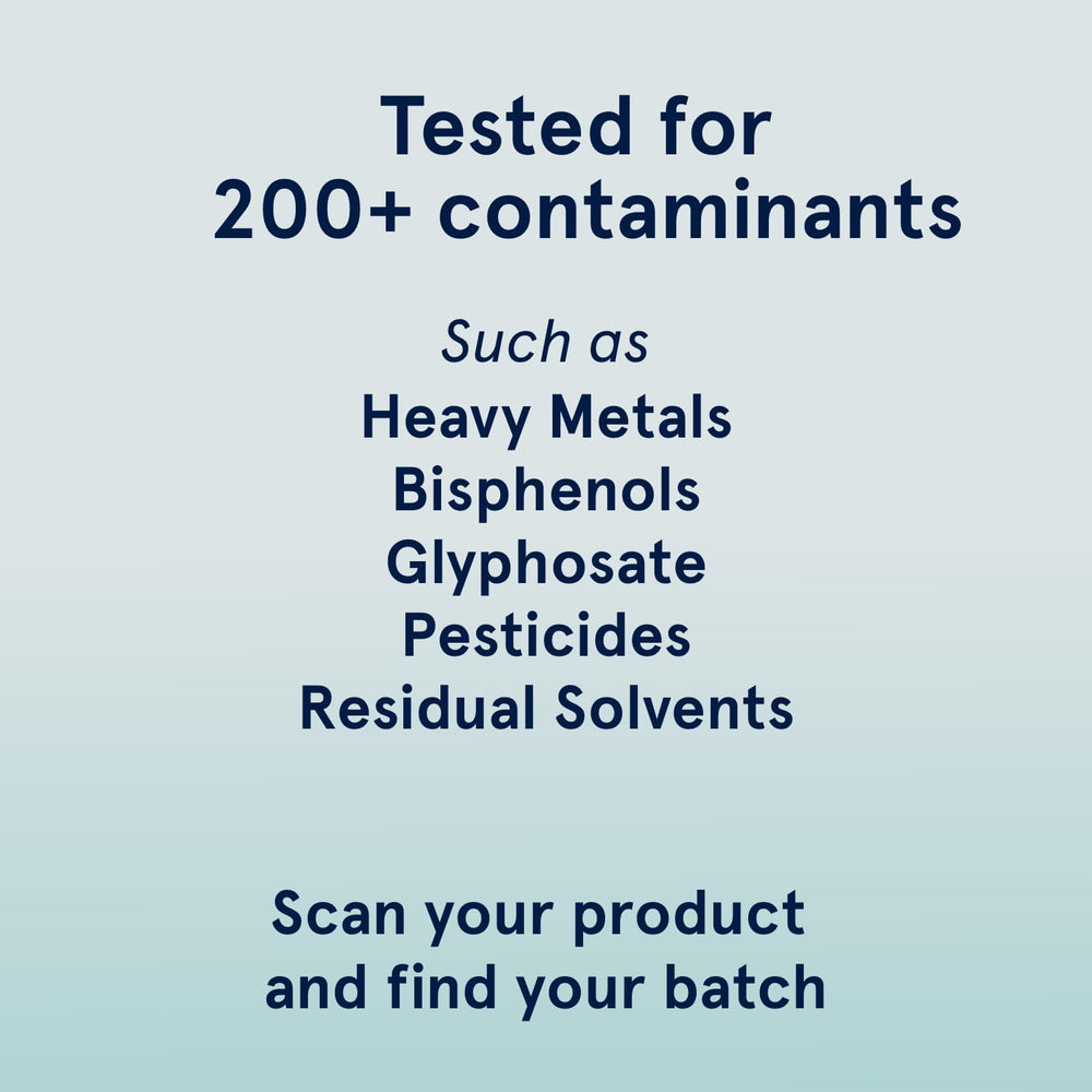 Puori PW1 label emphasizes purity and transparent testing results