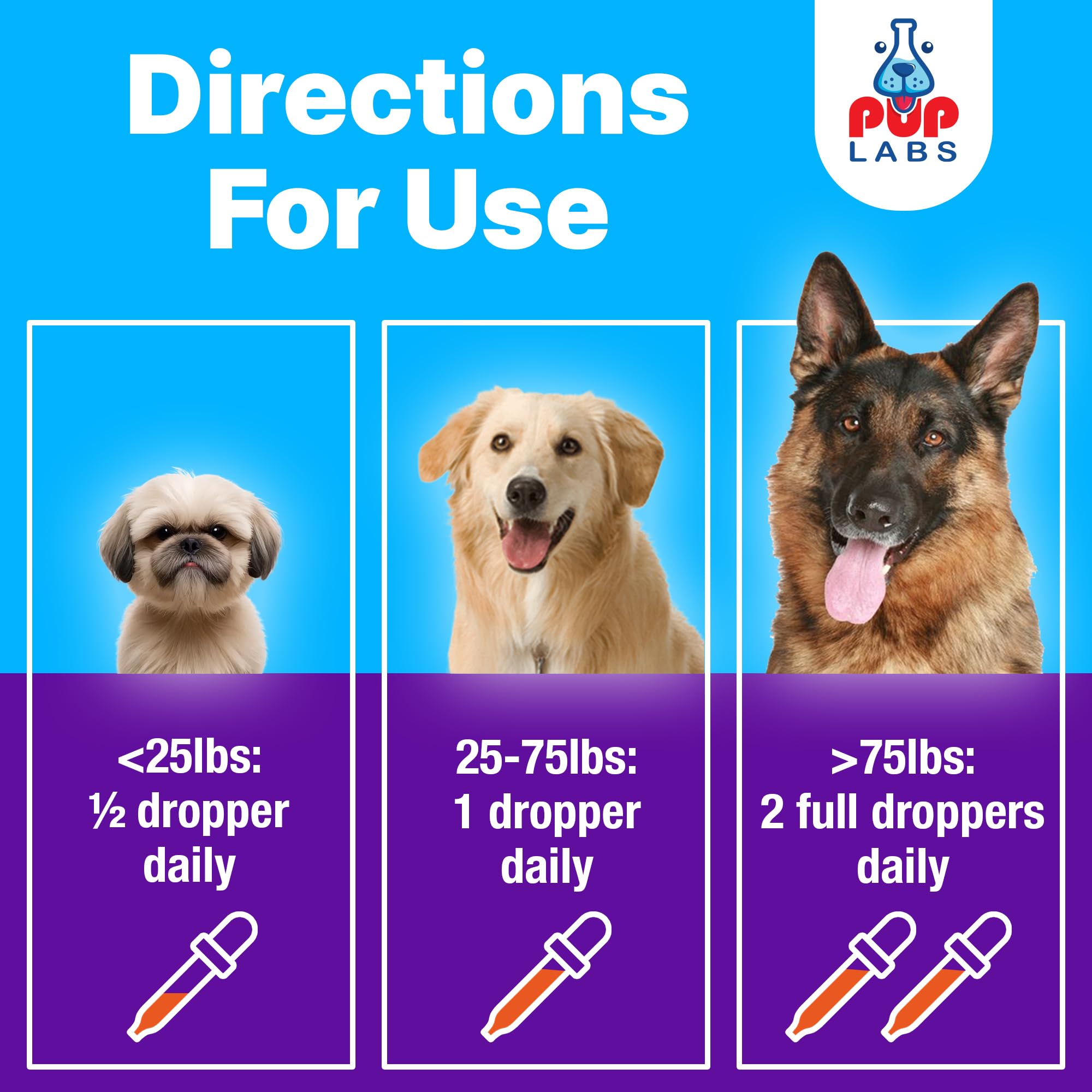 Pup Labs Freedom Joint Drops near a resting dog after activity.