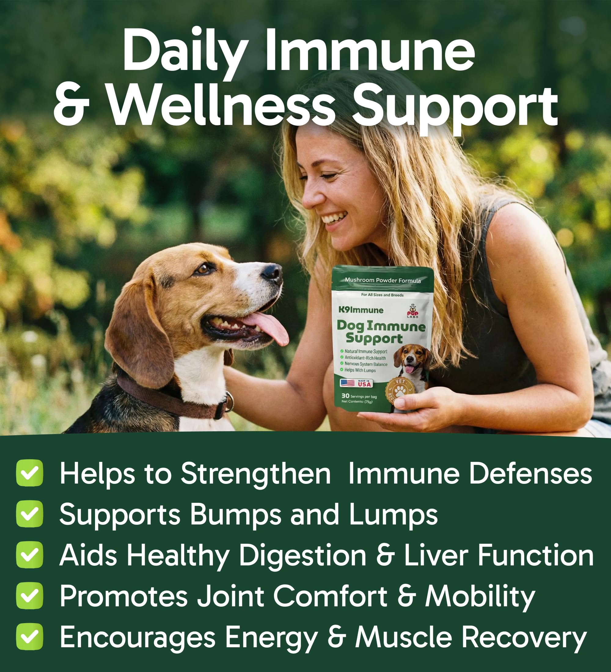 Pup Labs K9 Immune dog meal mix with mushroom powder for digestion