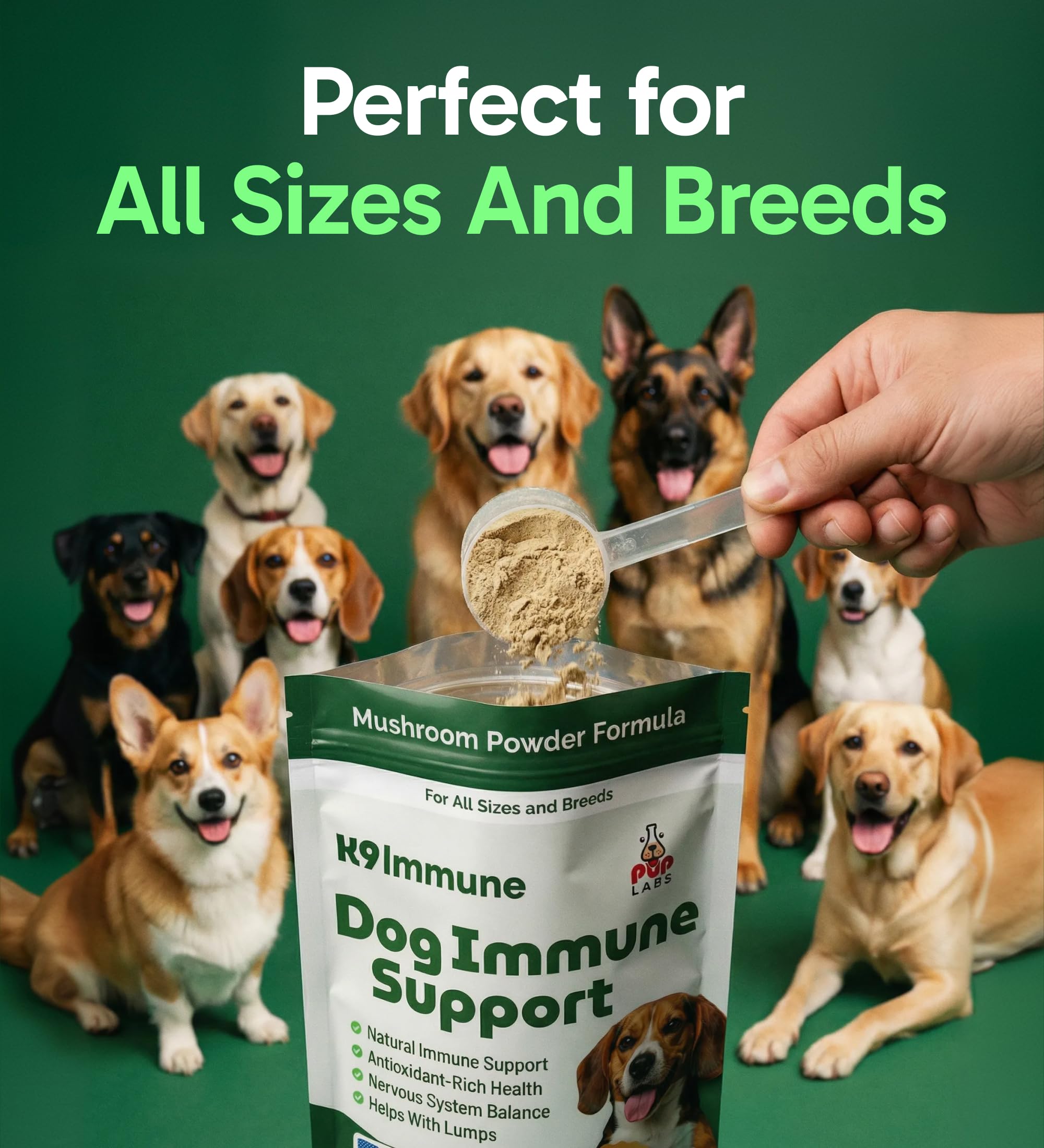 Pup Labs K9 Immune dosing scoop makes daily use easy