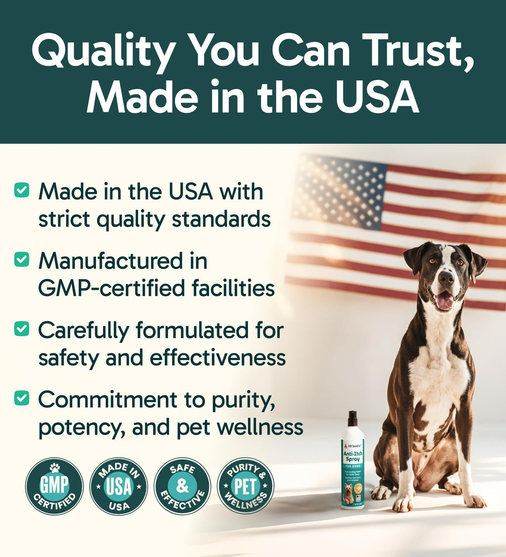 Pup Labs K9 Soothe on a dog's irritated spot illustrates targeted relief potential.
