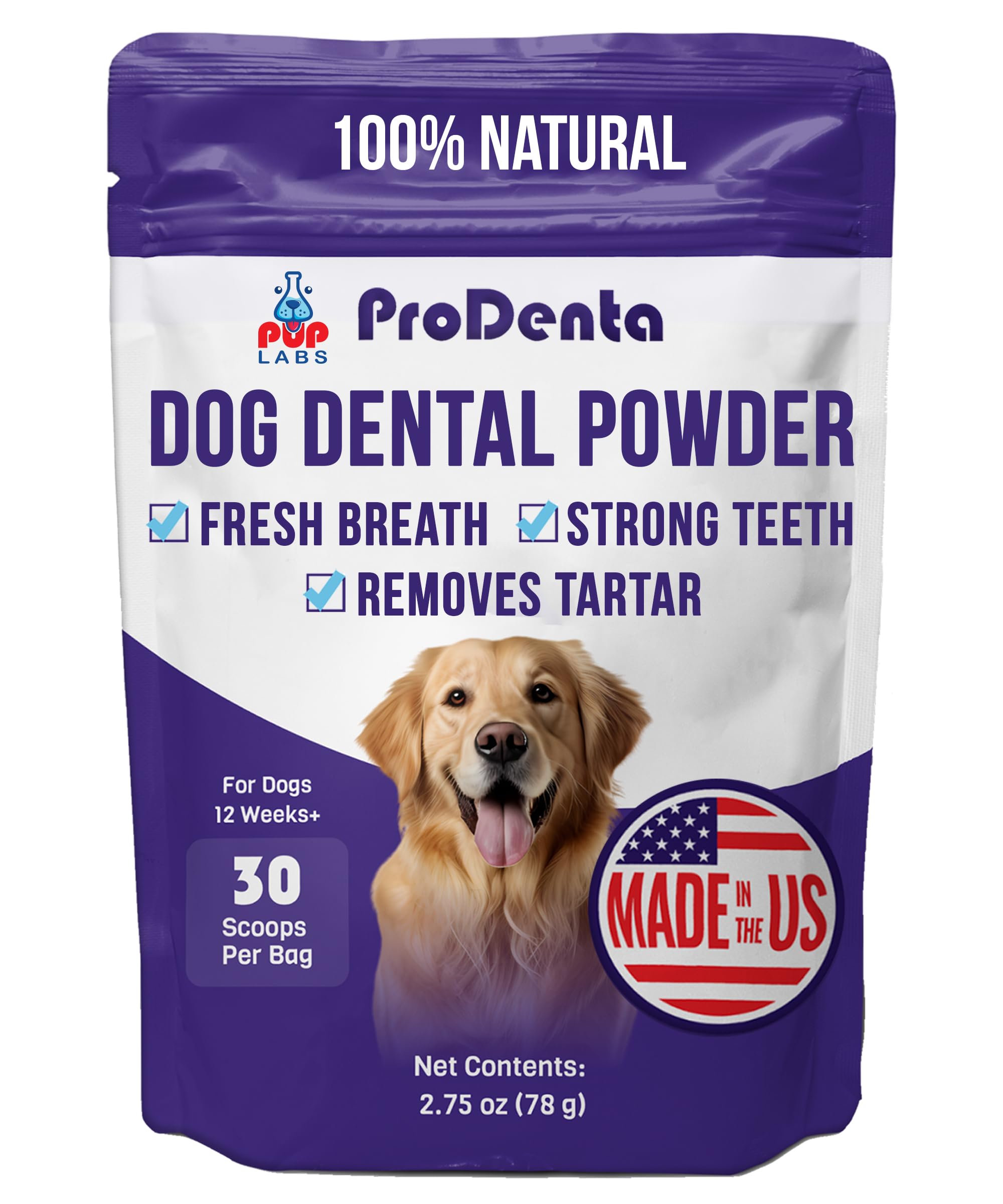 Pup Labs ProDenta powder tin closeup for easy at-home dental care