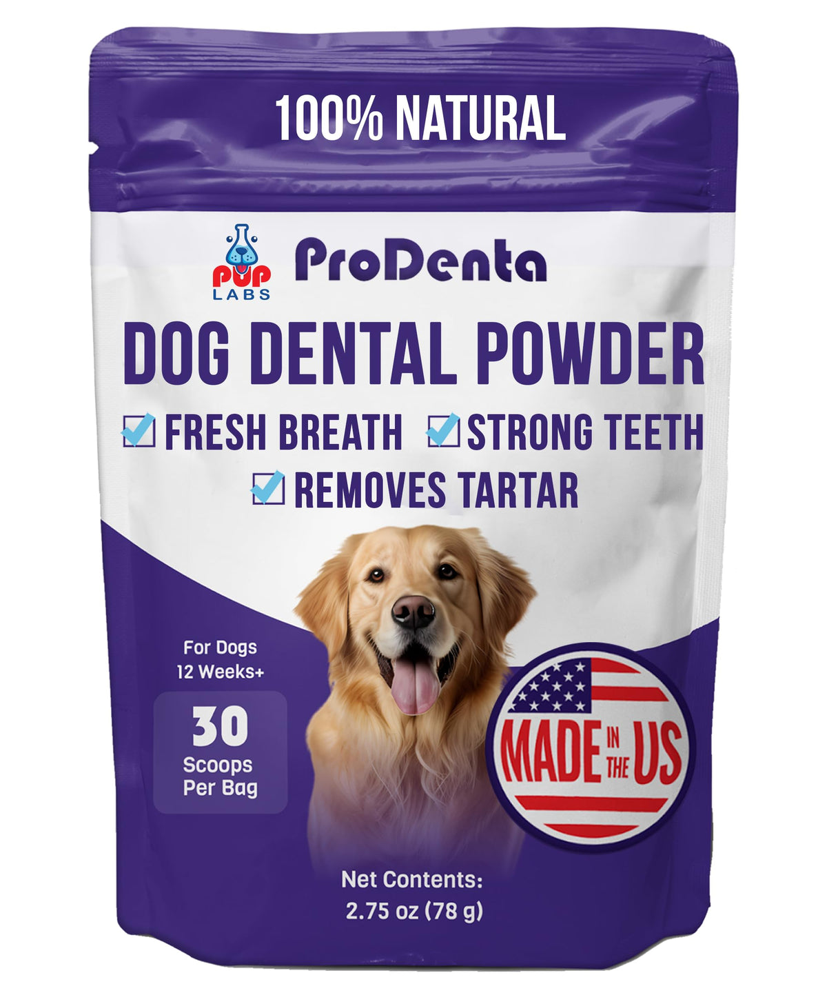 Pup Labs ProDenta powder tin closeup for easy at-home dental care