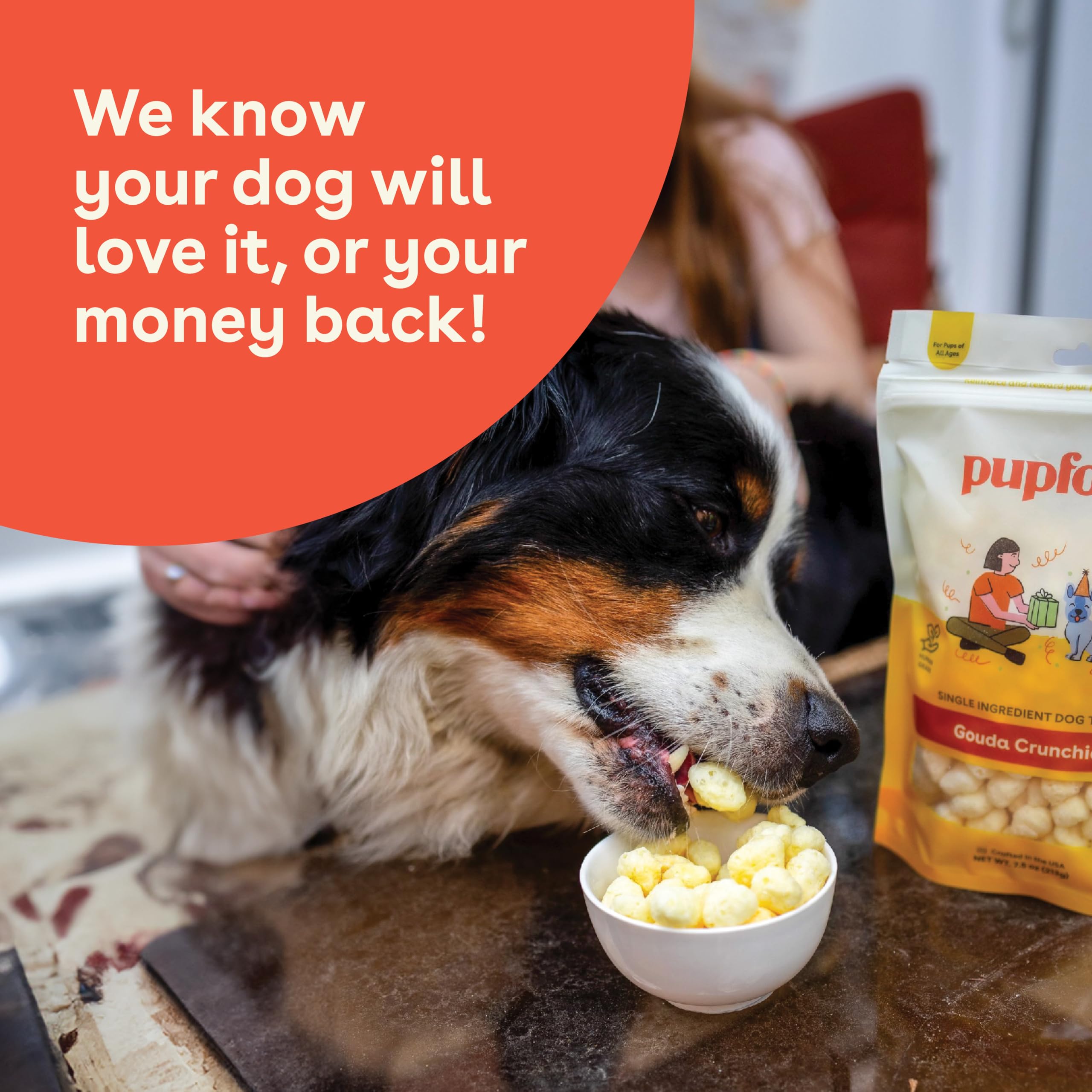 Pupford Cheese Crunchies resealable bag image communicates convenient, fresh-tasting treats on the go.