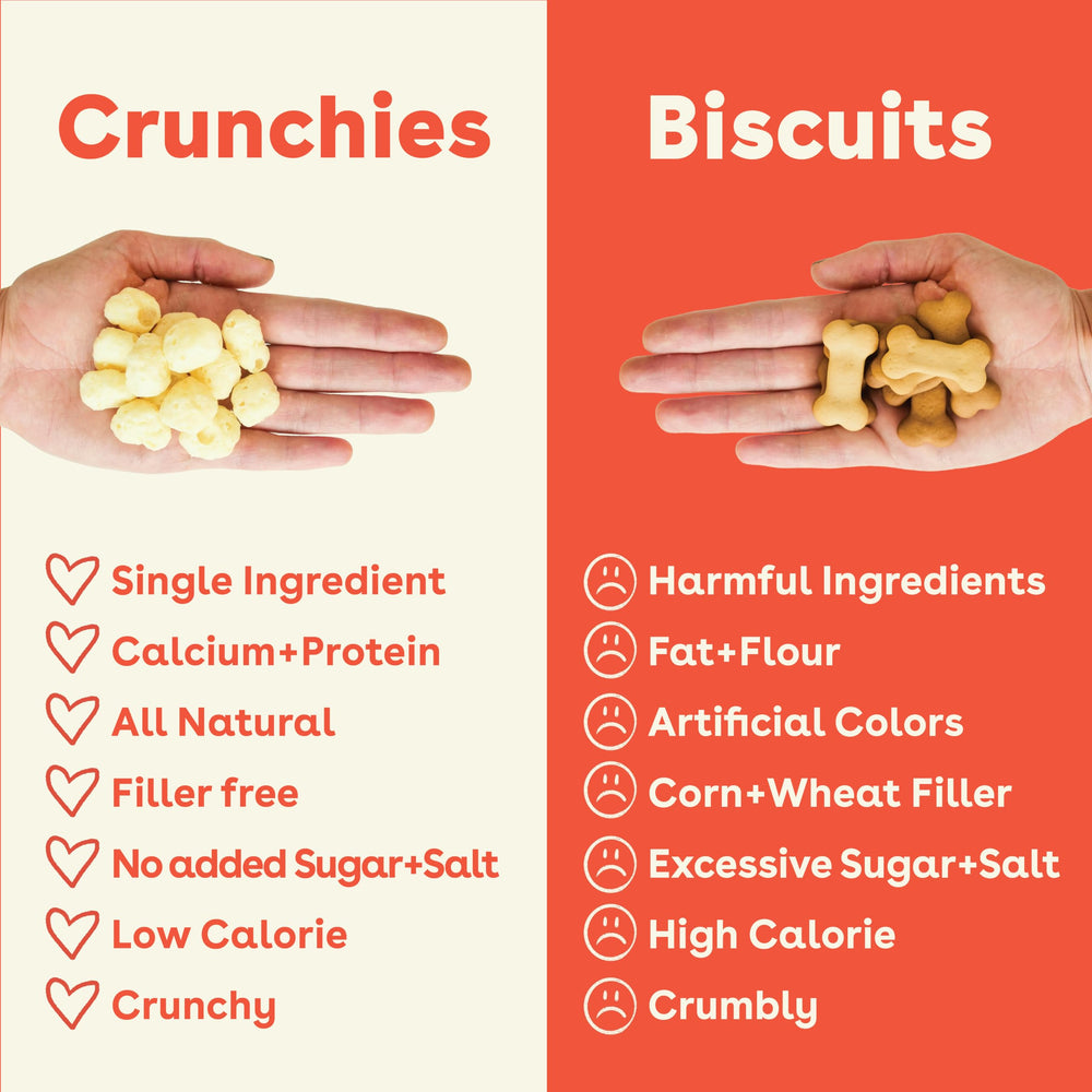 Pupford Cheese Crunchies single-ingredient label emphasizes Gouda cheese as the sole ingredient.