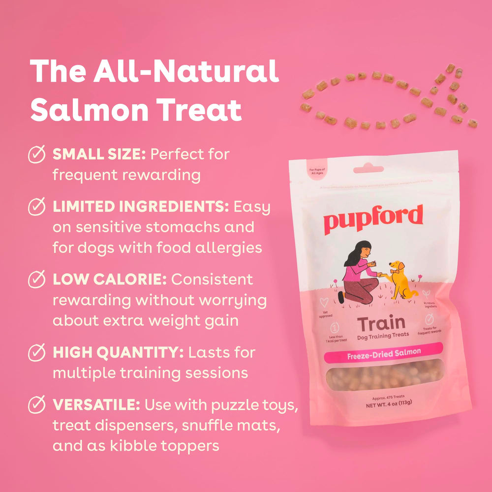 Close-up of Pupford salmon bites, a tasty and convenient training reward.