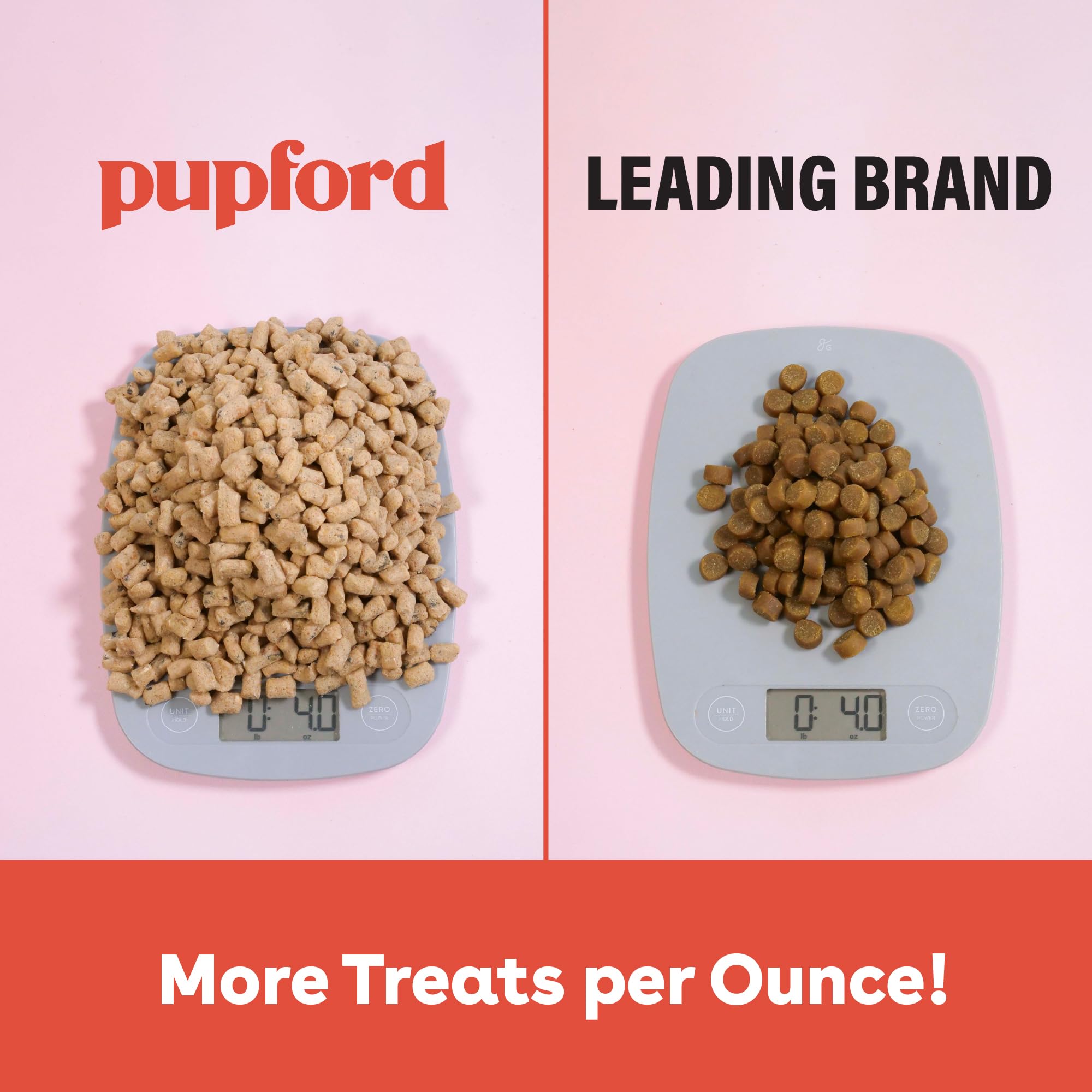 Pocket-friendly Pupford treats in a 4oz bag ready for outdoor training.