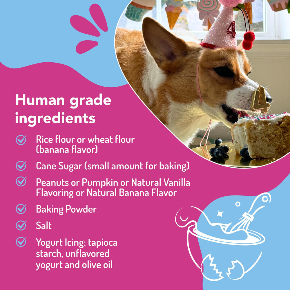 Puppy Cake fresh ingredients close-up highlight natural flavor.