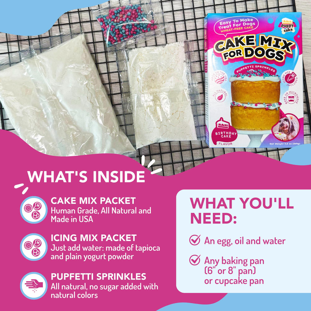 Puppy Cake Made in USA packaging signals quality and safety.