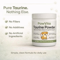 PuppyLabCo Pawvita Taurine powder mixed into a dog meal for easy daily use