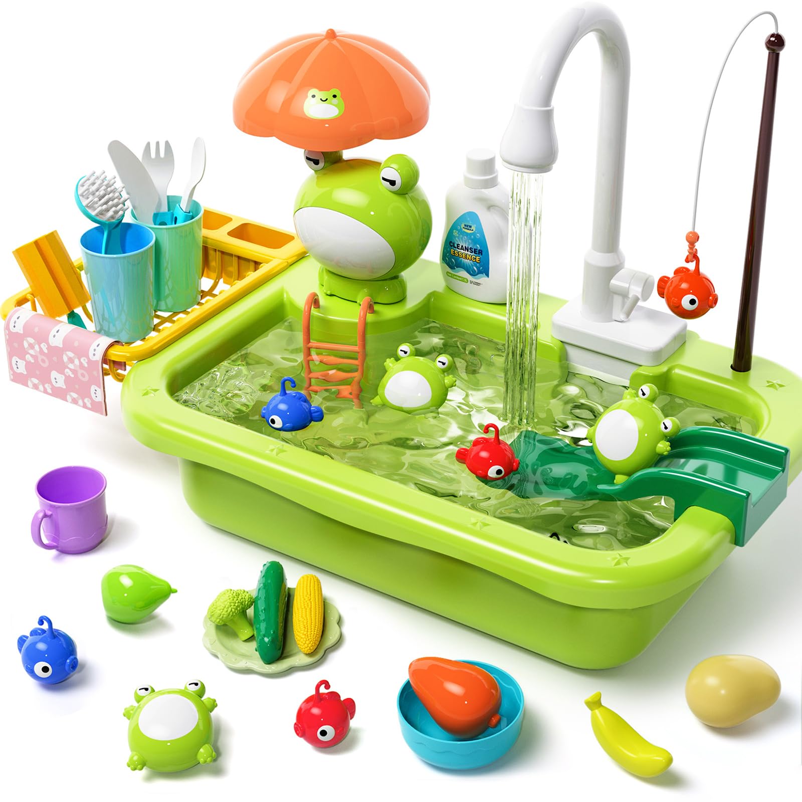 Pupu Pig play sink with running water for imaginative kitchen role-play