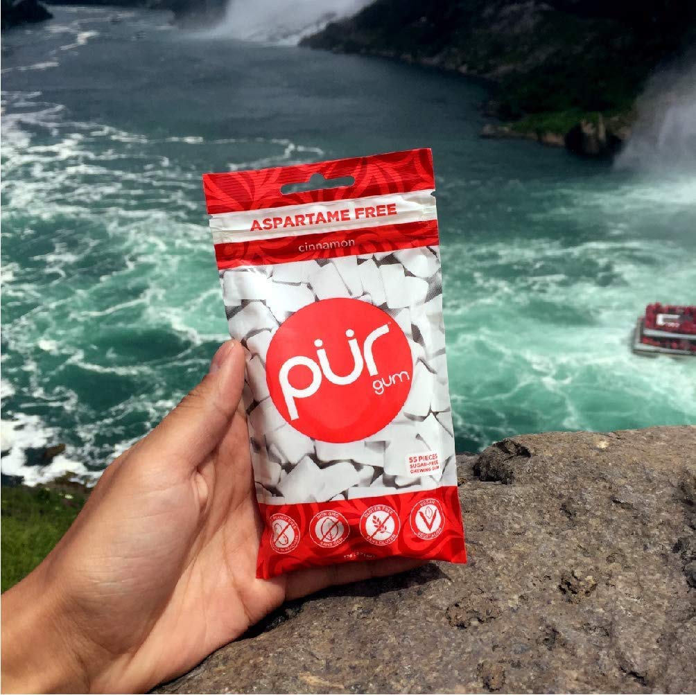 PUR Gum Cinnamon ingredients featuring xylitol for natural sweetness