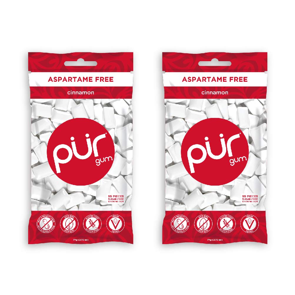 PUR Gum Cinnamon two-pack front view for convenient on-the-go freshness