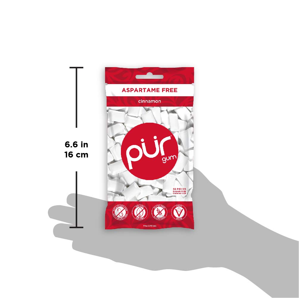 PUR Gum Cinnamon travel tin ready for on-the-go breath control