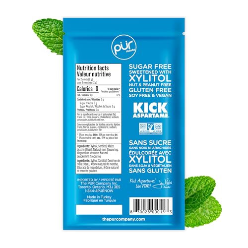 PUR Mints peppermint flavor bites for quick breath refreshment