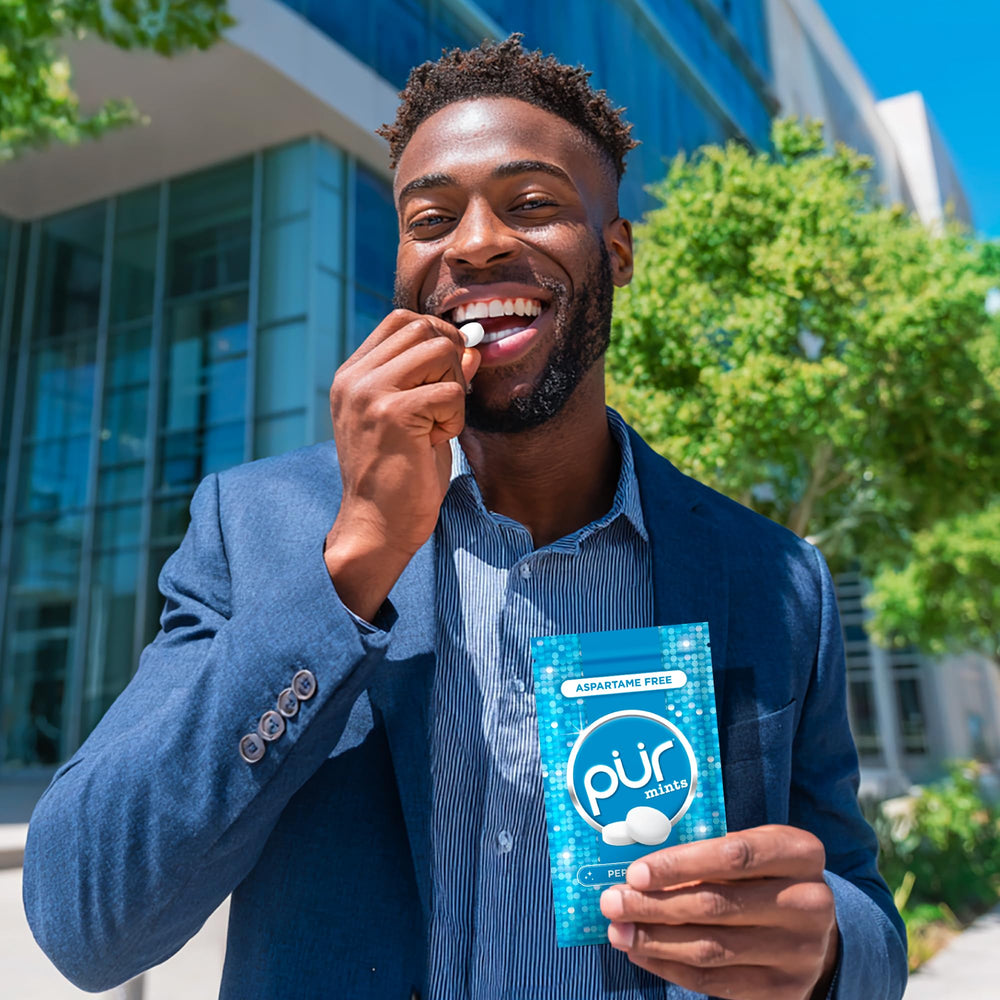 PUR Mints with xylitol offer sweetness with fewer calories per piece