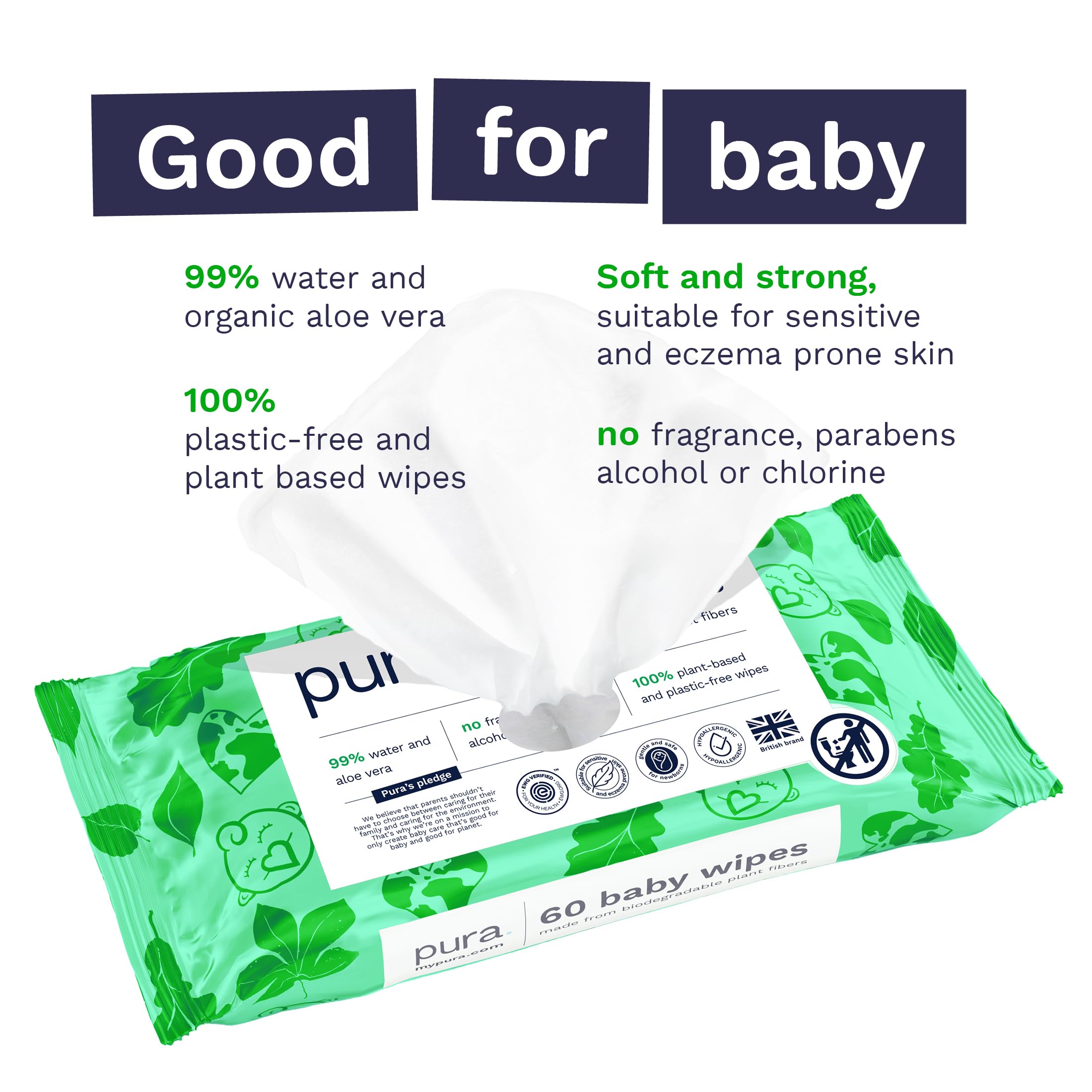 Pura 100 percent plastic-free wipes reduce plastic waste