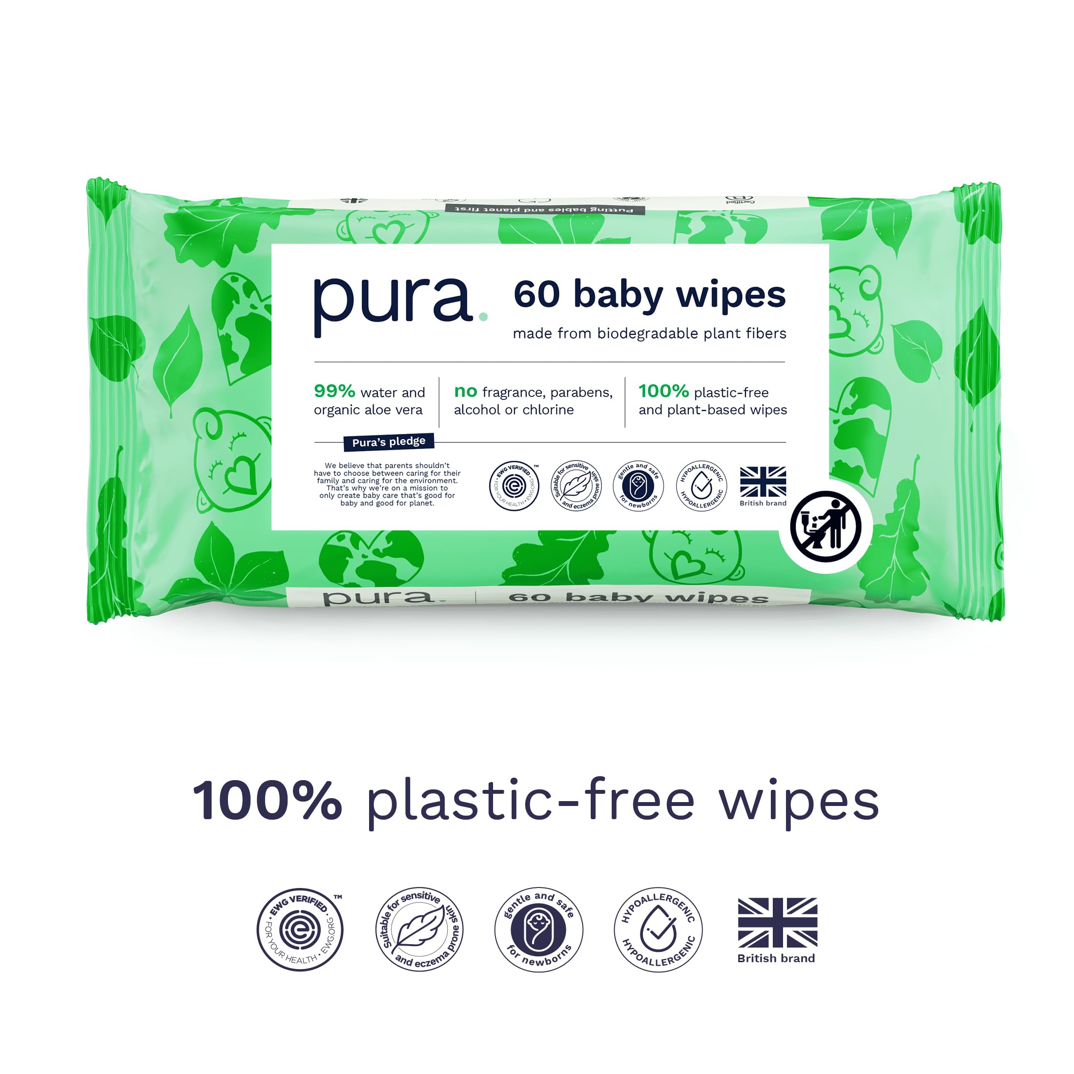Pura biodegradable plant-fiber wipes for planet-friendly cleaning