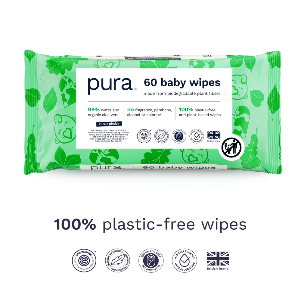 Pura biodegradable plant-fiber wipes for planet-friendly cleaning